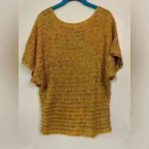 5 for $25| Dress barn pullover metallic gold orange crochet sweater sz small
